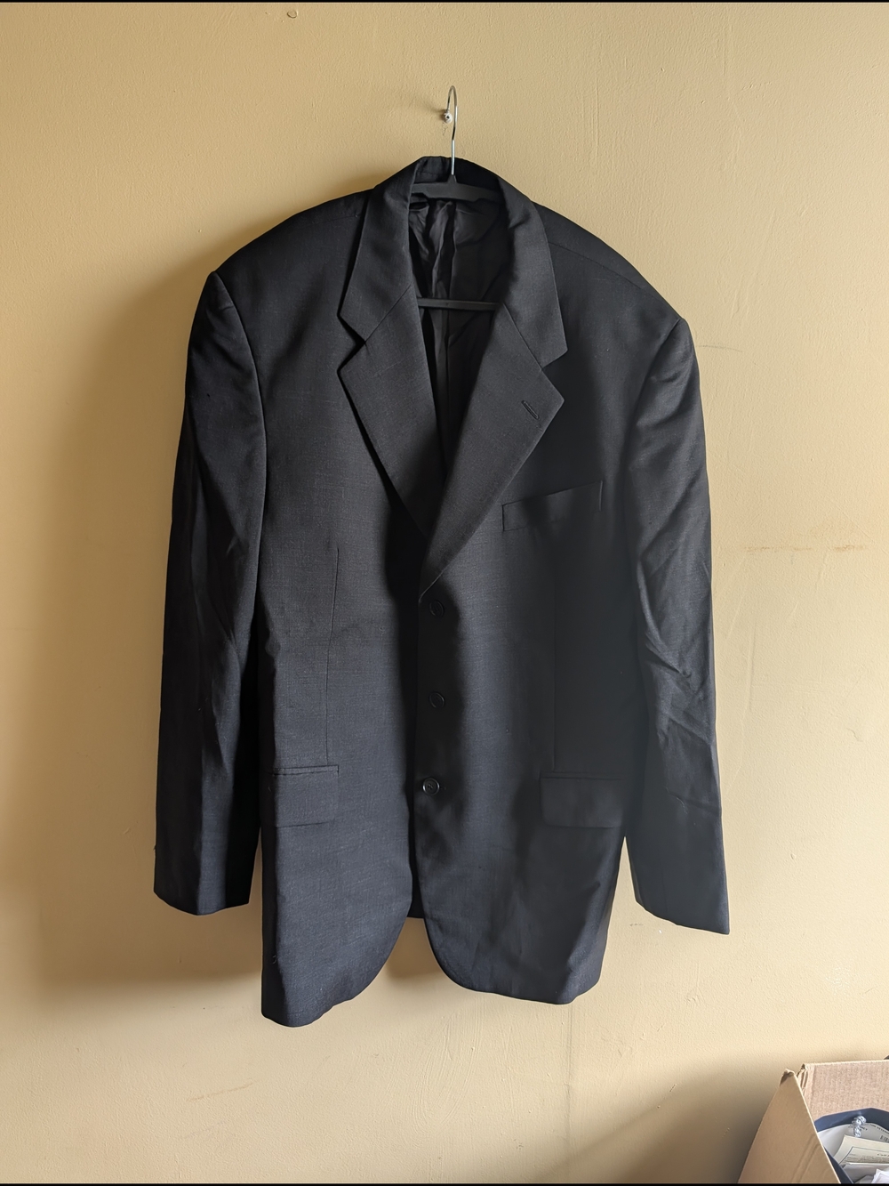 FABIO INGHIRAMI Men's Black Three-Button Virgin Wool Classic Tailored Sport Coat